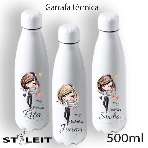 Garrafa Térmica Branco Professora - Sê-Tu